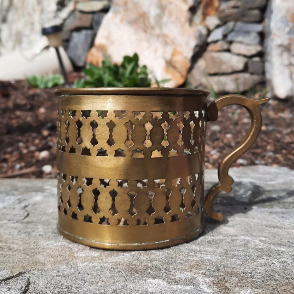 19th Century Victorian England Antique Brass Reticulated Candle/Chamberstick